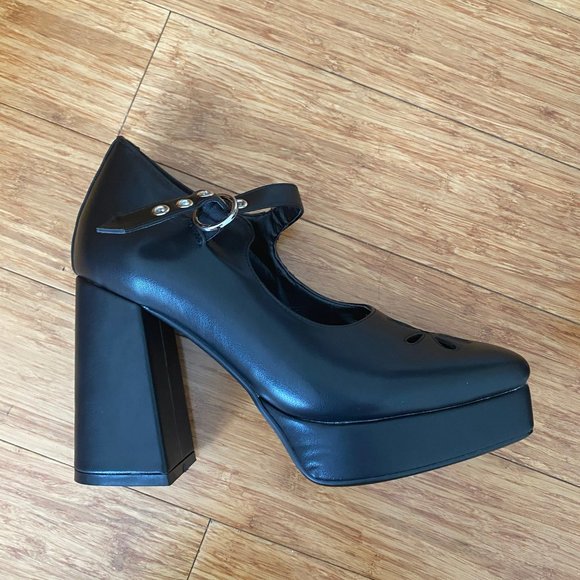 NWT Lamoda Platform Flower Mary Jane Heels Size 10 - Picture 5 of 13